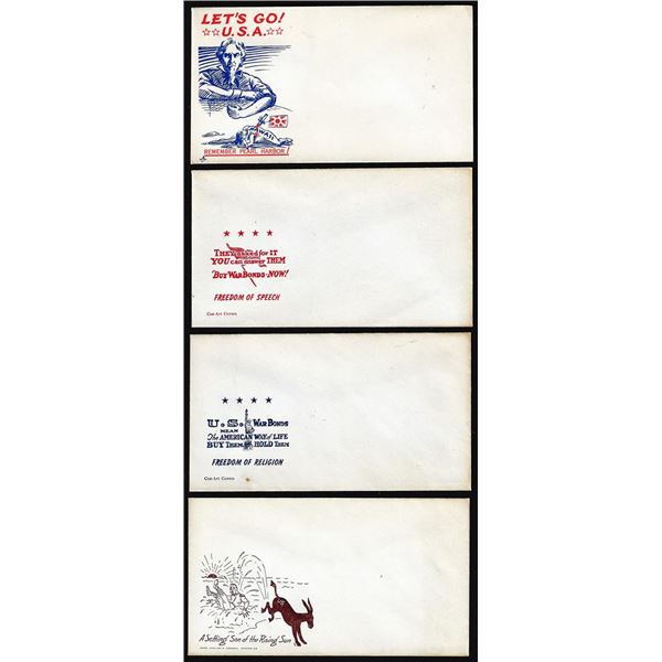 Lot of (4) WWII Era Patriotic Unused Envelopes