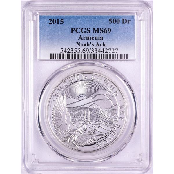 2015 Armenia 500 Dram Noah's Ark Silver Coin PCGS MS69