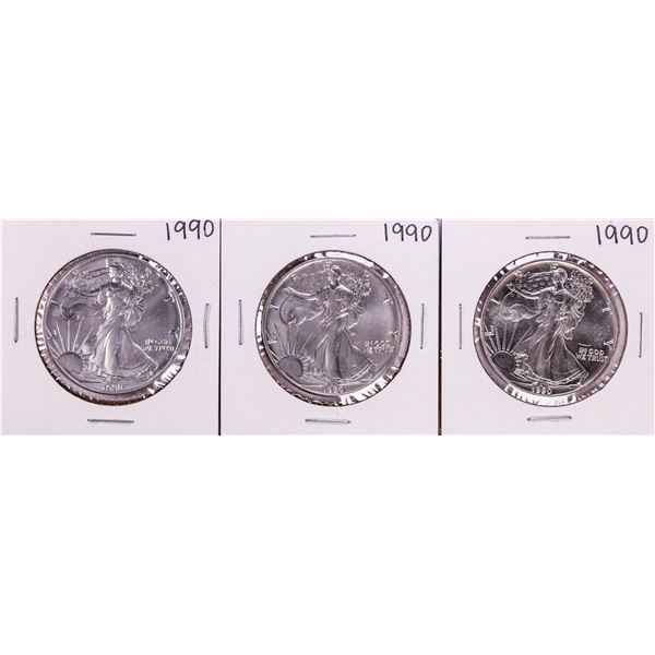 Lot of (3) 1990 $1 American Silver Eagle Coins