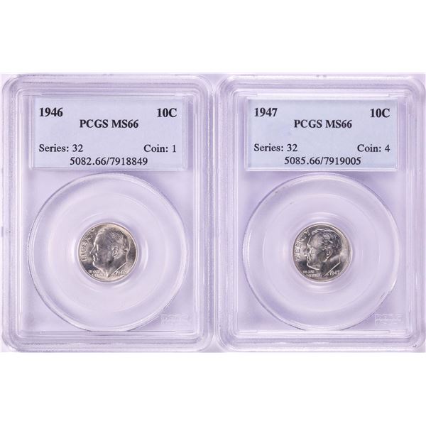 Lot of 1946-1947 Roosevelt Dime Coins PCGS MS66