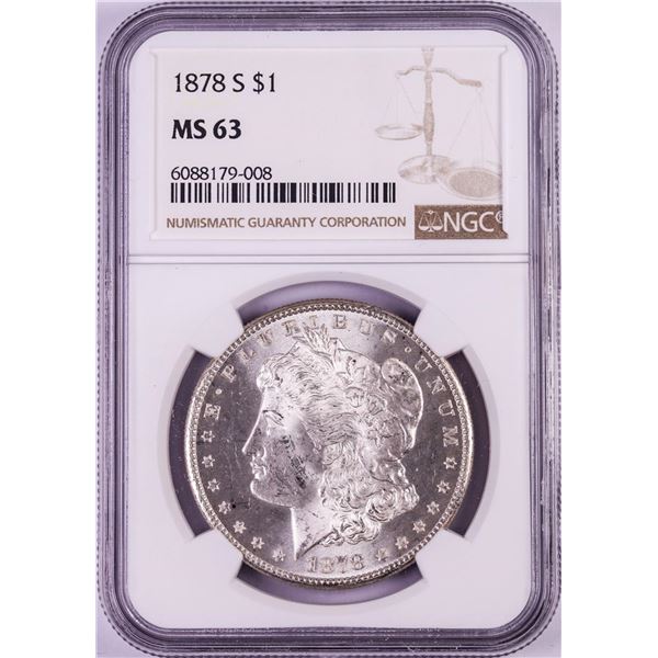 1878-S $1 Morgan Silver Dollar Coin NGC MS63