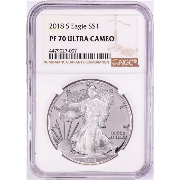 2018-S $1 Proof American Silver Eagle Coin NGC PF70 Ultra Cameo