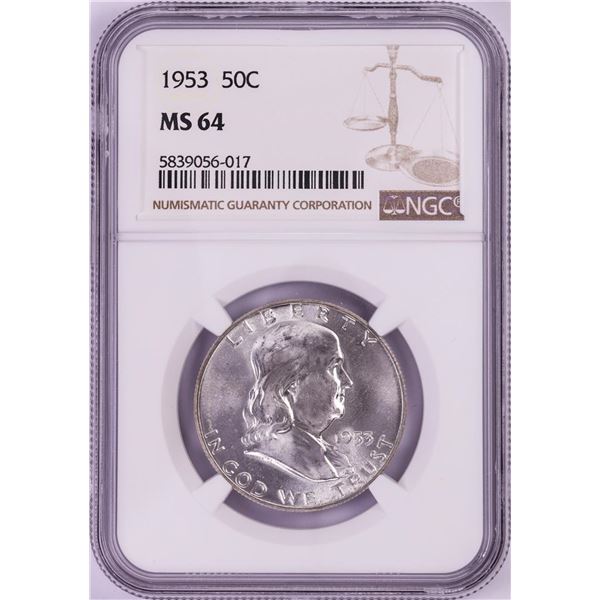 1953 Franklin Half Dollar Coin NGC MS64