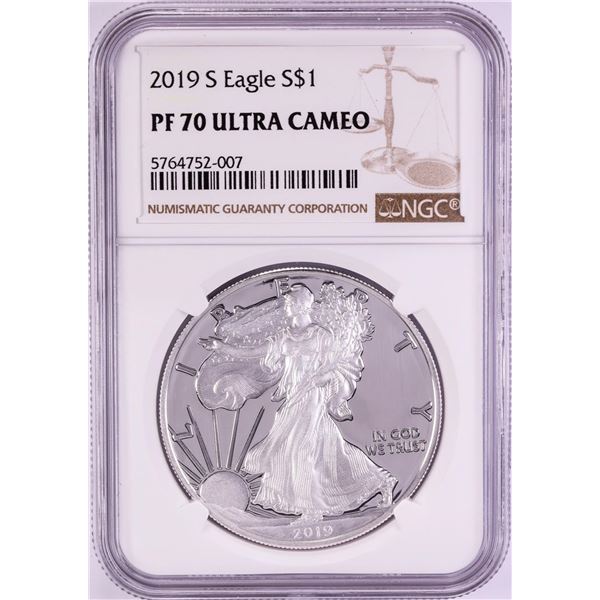 2019-S $1 Proof American Silver Eagle Coin NGC PF70 Ultra Cameo