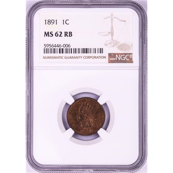 1891 Indian Head Cent Coin NGC MS62RB