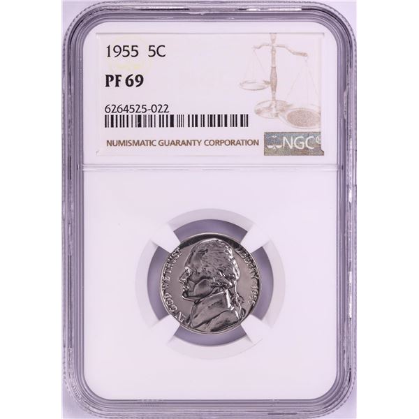 1955 Proof Jefferson Nickel Coin NGC PF69
