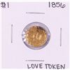 Image 1 : 1856 $1 Gold Dollar Love Token Coin Holed