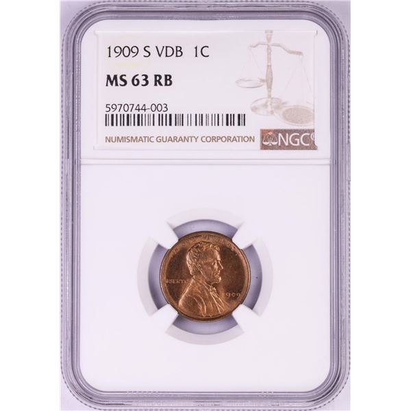 1909-S VDB Lincoln Wheat Cent Coin NGC MS63RB