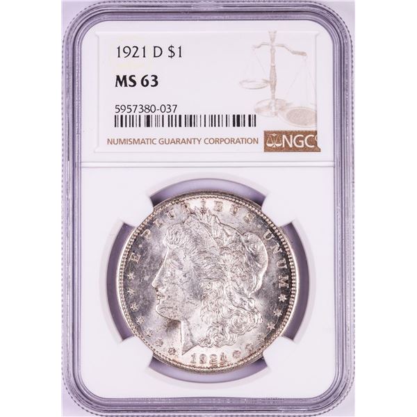 1921-D $1 Morgan Silver Dollar Coin NGC MS63