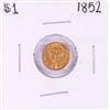 Image 1 : 1852 Type 1 $1 Liberty Head Gold Dollar Coin