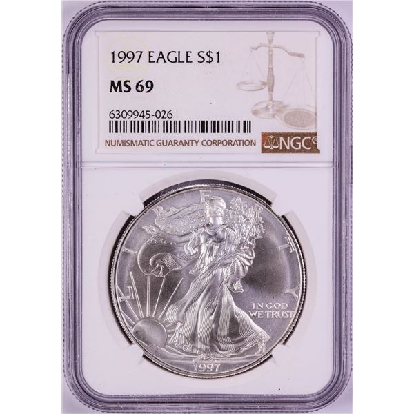1997 $1 American Silver Eagle Coin NGC MS69