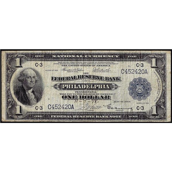 WWI Ending Signed 1918 $1 Federal Reserve Note