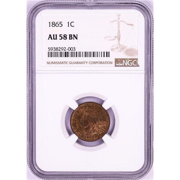 1865 Indian Head Cent Coin NGC AU58BN