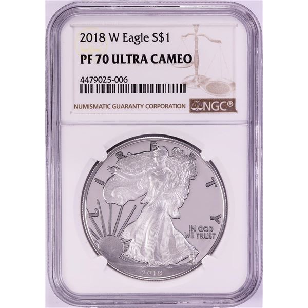 2018-W $1 Proof American Silver Eagle Coin NGC PF70 Ultra Cameo