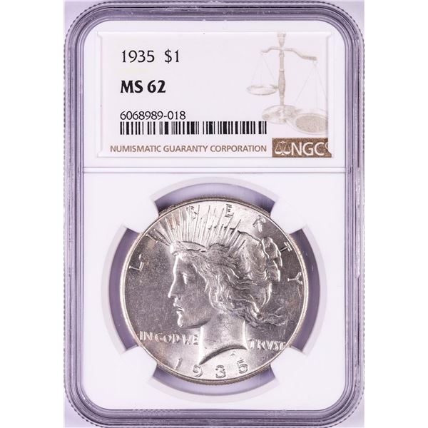 1935 $1 Peace Silver Dollar Coin NGC MS62
