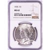 Image 1 : 1935 $1 Peace Silver Dollar Coin NGC MS62