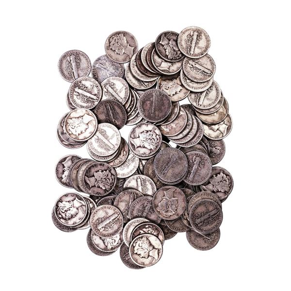 Lot of (100) Assorted Date Mercury Dime Coins