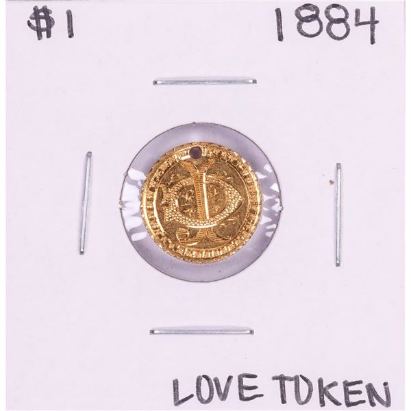 1884 $1 Indian Princess Head Gold Dollar Love Token Coin Holed