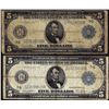 Image 1 : Lot of (2) 1914 $5 Federal Reserve Bank Notes Chicago