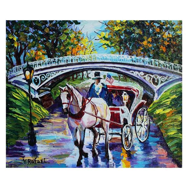 Rafael Original "Central Park Drive" Original Acrylic On Canvas