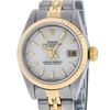 Image 1 : Rolex Ladies Two Tone Silver Index Tapestry Datejust Wristwatch