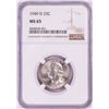 Image 1 : 1949-D Washington Quarter Coin NGC MS65