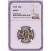Image 1 : 1939 Washington Quarter Coin NGC MS65