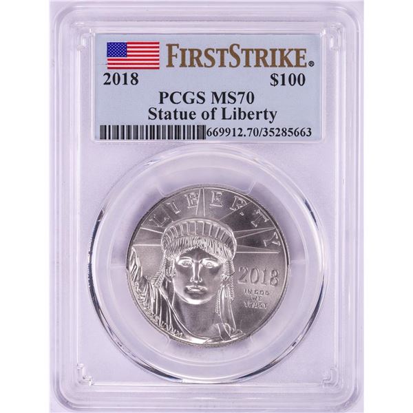 2018 $100 American Platinum Eagle Coin PCGS MS70 First Strike