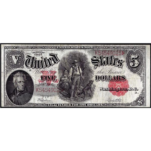 1907 $5 Woodchopper Legal Tender Note