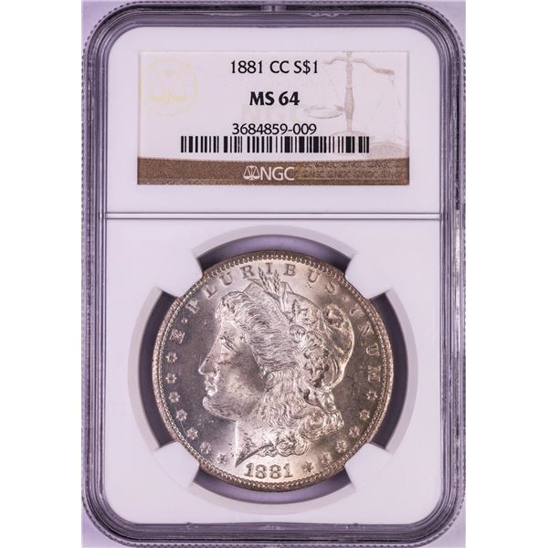 1881-CC $1 Morgan Silver Dollar Coin NGC MS64