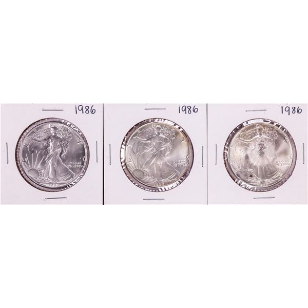 Lot of (3) 1986 $1 American Silver Eagle Coins
