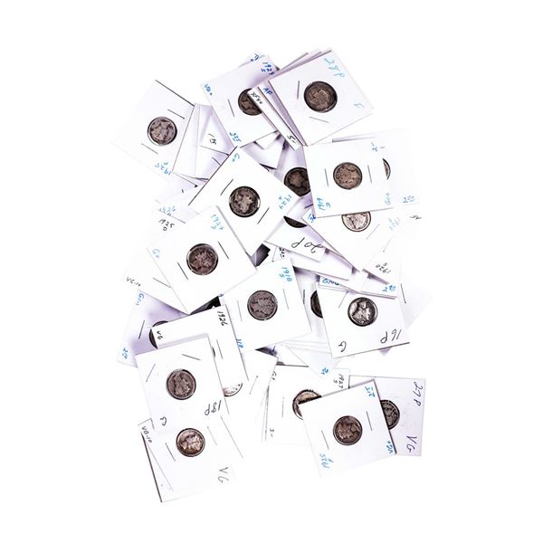 Lot of (50) Assorted Date Mercury Dime Coins