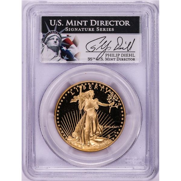 1986-W Proof $50 American Gold Eagle Coin PCGS PR69DCAM Philip Diehl Signature