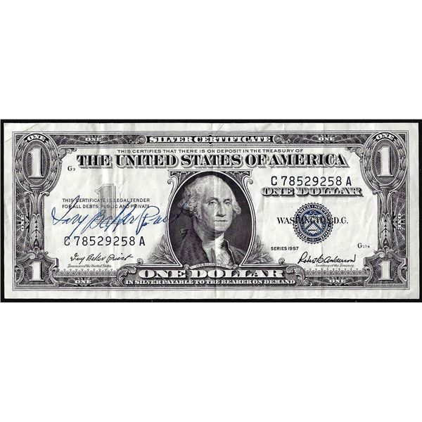 1957 $1 Silver Certificate Note Courtesy Autograph