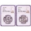 Image 1 : Lot of (2) 1958 Franklin Half Dollar Coins NGC MS64