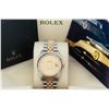Rolex Mens Two Tone Factory Champagne Diamond Dial Datejust With Box And Booklets