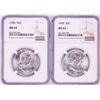 Lot of (2) 1958 Franklin Half Dollar Coins NGC MS64
