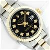Rolex Ladies Two Tone Black Diamond 26MM Datejust Wristwatch With Rolex Box