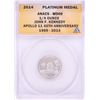 2014 Proof 1/4 oz Platinum JFK Apollo 11 Anniversary Medal ANACS MS69