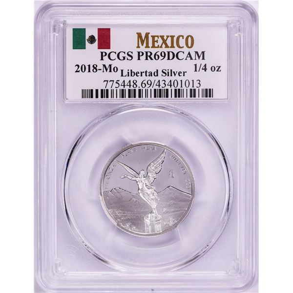 2018-Mo Mexico Proof 1/4 oz Silver Libertad Coin PCGS PR69DCAM
