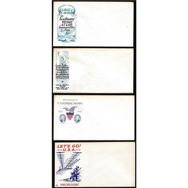 Lot of (4) WWII Era Patriotic Unused Envelopes