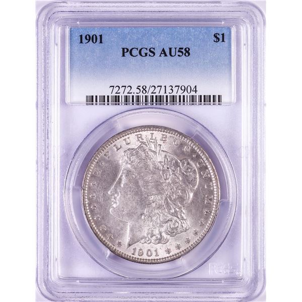 1901 $1 Morgan Silver Dollar Coin PCGS AU58