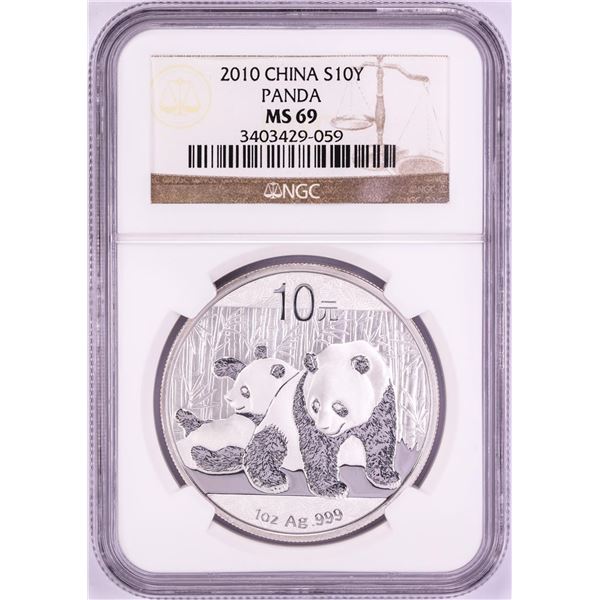 2010 China Panda Silver Coin NGC MS69