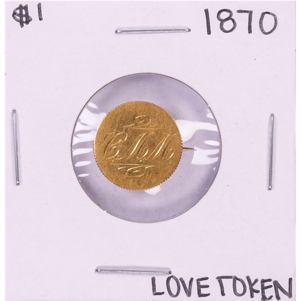 1870 $1 Indian Princess Head Gold Dollar Love Token Coin Pin