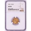 1911 $2 1/2 Indian Head Quarter Eagle Gold Coin NGC AU58