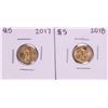 Lot of 2017-2018 $5 American Gold Eagle Coins