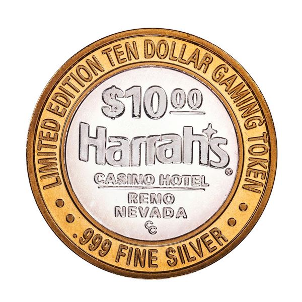 .999 Silver Harrah's Casino Reno Nevada $10 Casino Limited Edition Gaming Token