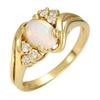 Image 1 : Jewelry Opal & 0.14 ctw Diamond Ring 14K Yellow Gold