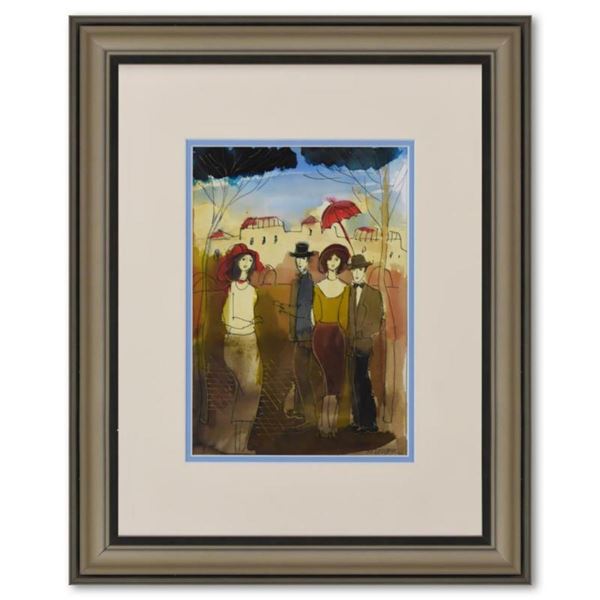 Moshe Leider, Framed Original Mixed Media Watercolor Painting, Hand Signed with Letter of Authentici