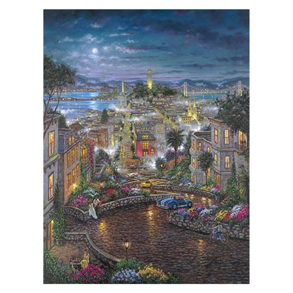 Robert Finale, "Moonlight O Lombard" Hand Signed, Artist Embellished AP Limited Edition on Canvas wi